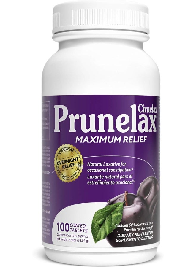 Prunelax Ciruelax Maximum Relief Natural Laxative for Occasional Constipation, 100 Tablets - Image 1